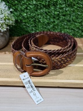 Madewell Women's Woven Leather Belt / Desert Camel Multi, XL-XXL NWT